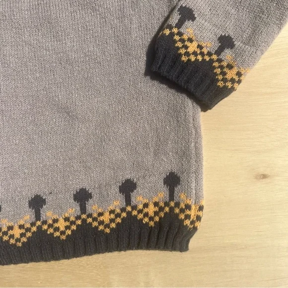 Women’s small grey pattern knit sweater comfy cozy fall winter casual crew warm - Picture 3 of 9